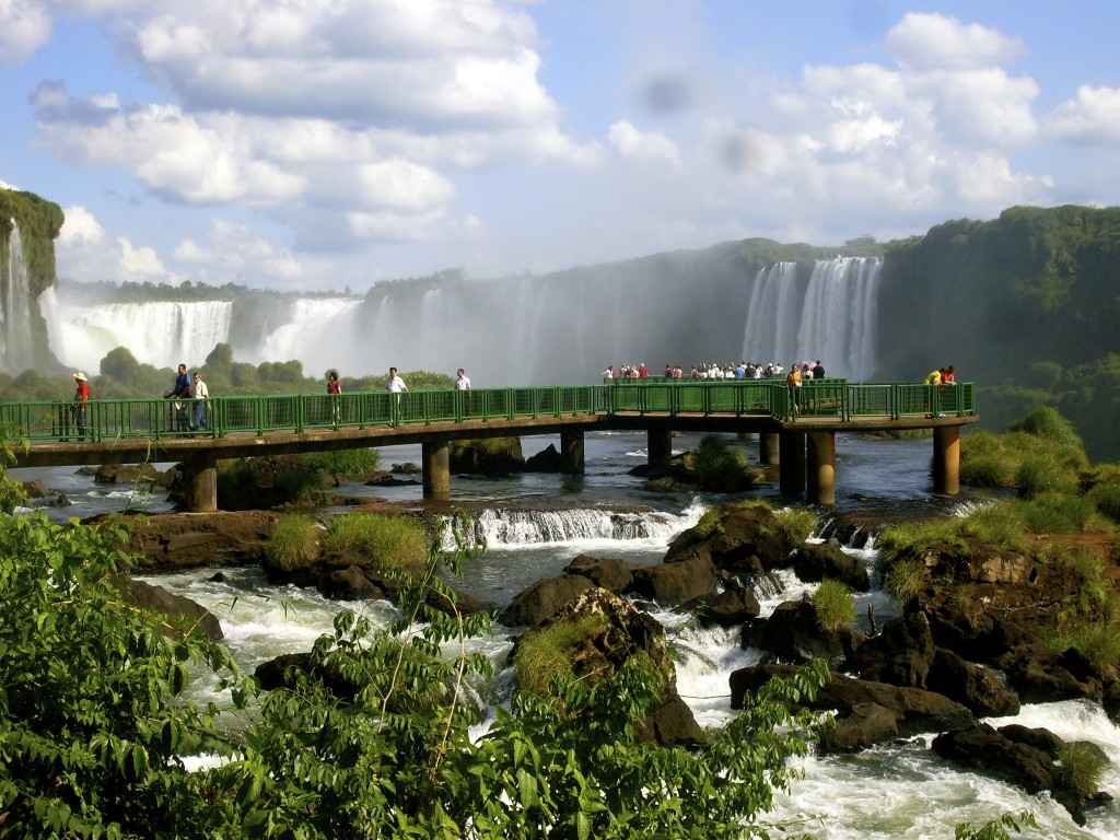 Tour leading at the Iguacu falls.