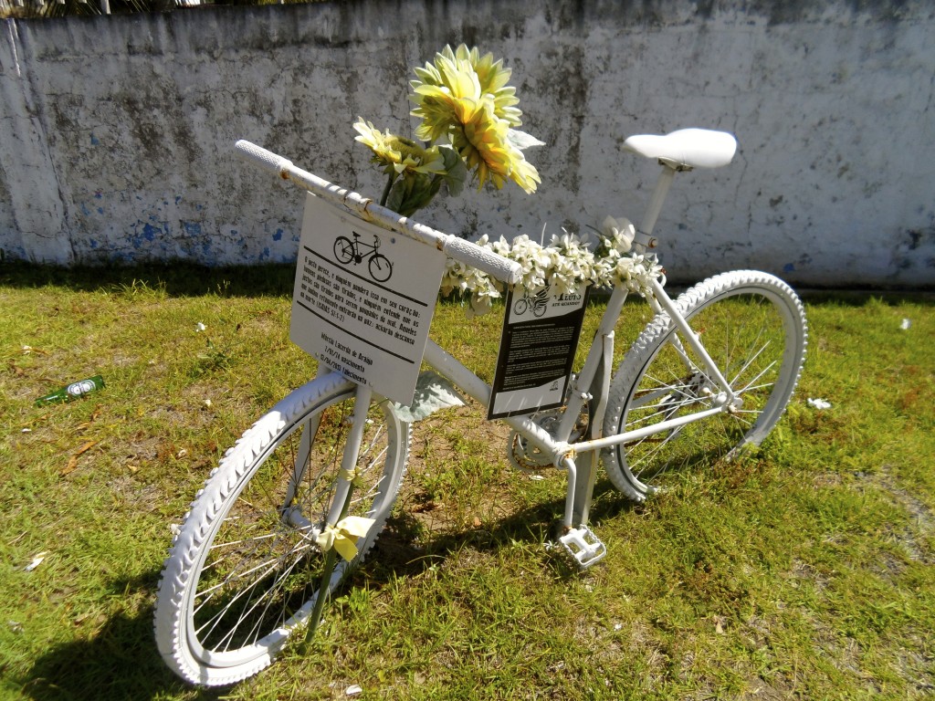 Monument for a dead cyclist in Joao Pessoa.