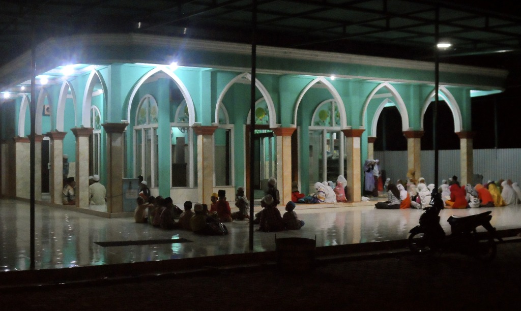 Indonesian mosque at night.