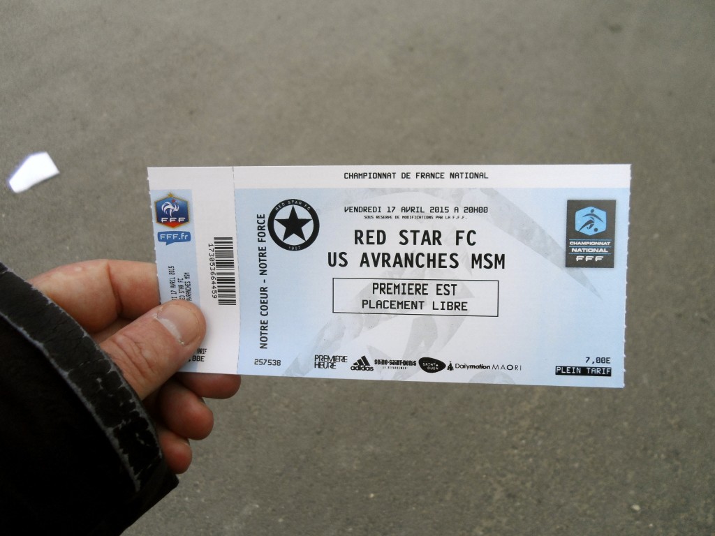 My ticket for the Red Star Paris game.