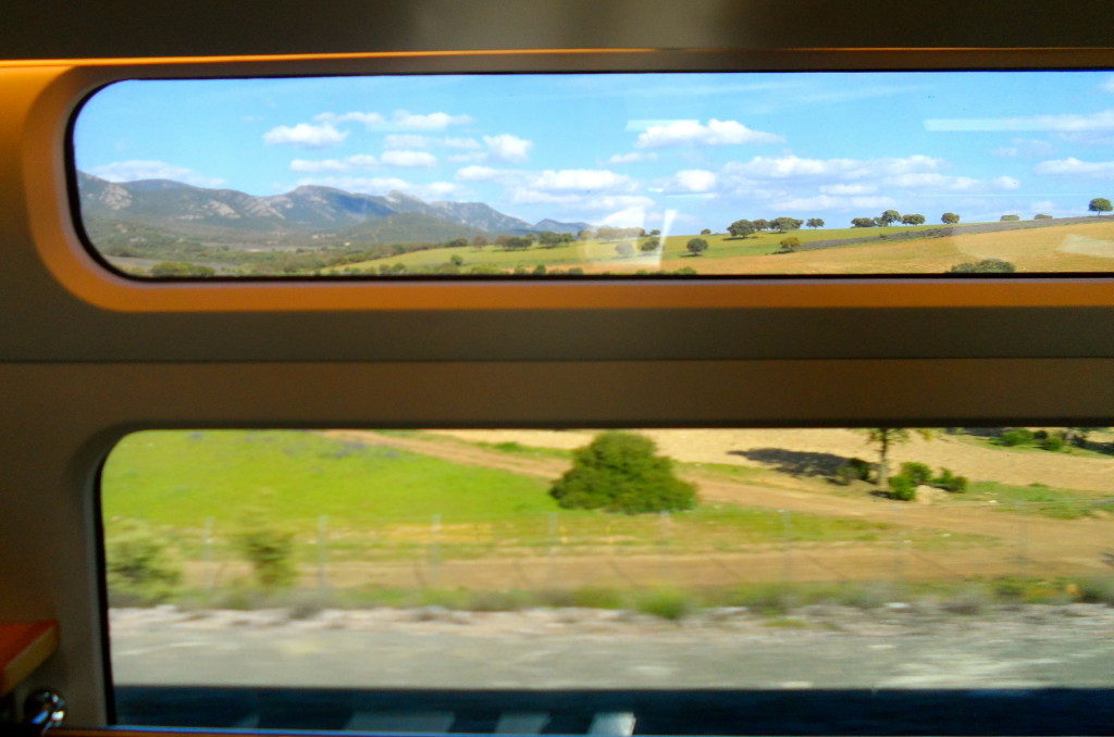 Looking at rural Spain through the train window.