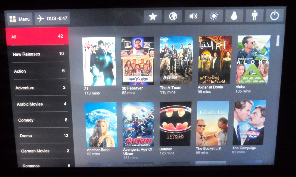 Good entertainment system at the Air Berlin planes.
