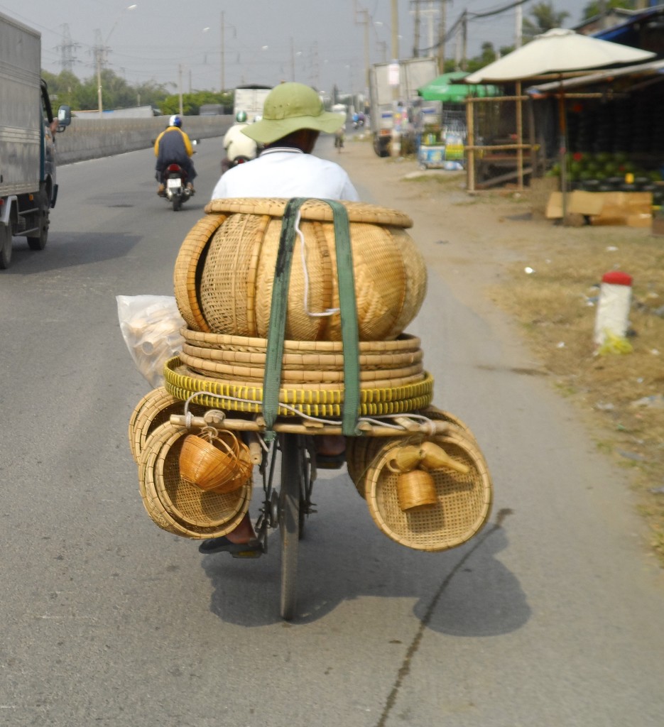 Baskets on a scooter in Vietnam.