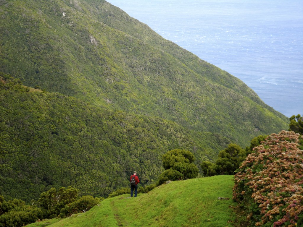 Hiking on Sao Jorge Island on the Azores.