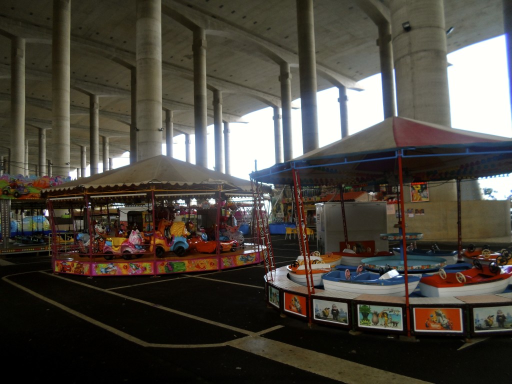 A fun fair under the runway at Madeira Airport.