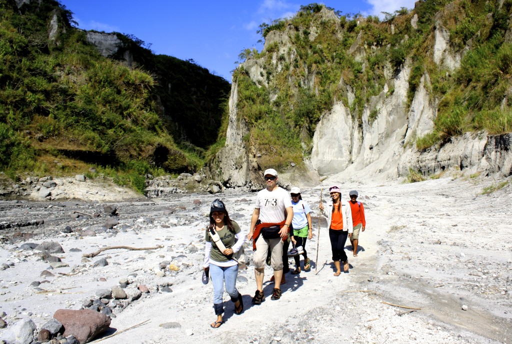Hiking the Pinatubo volcano in the Philippines.