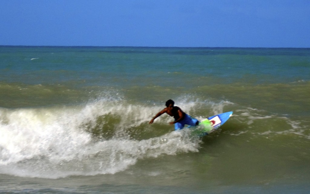 Surfing the brazilian waves.