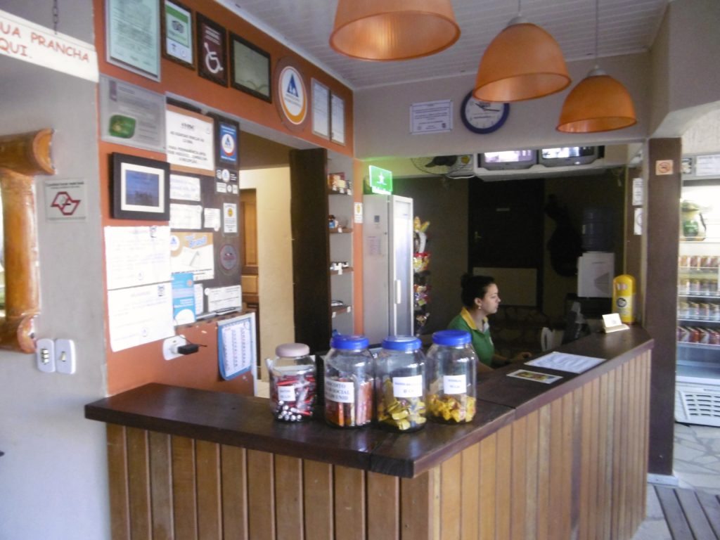 The reception area at the Maresia hostel.