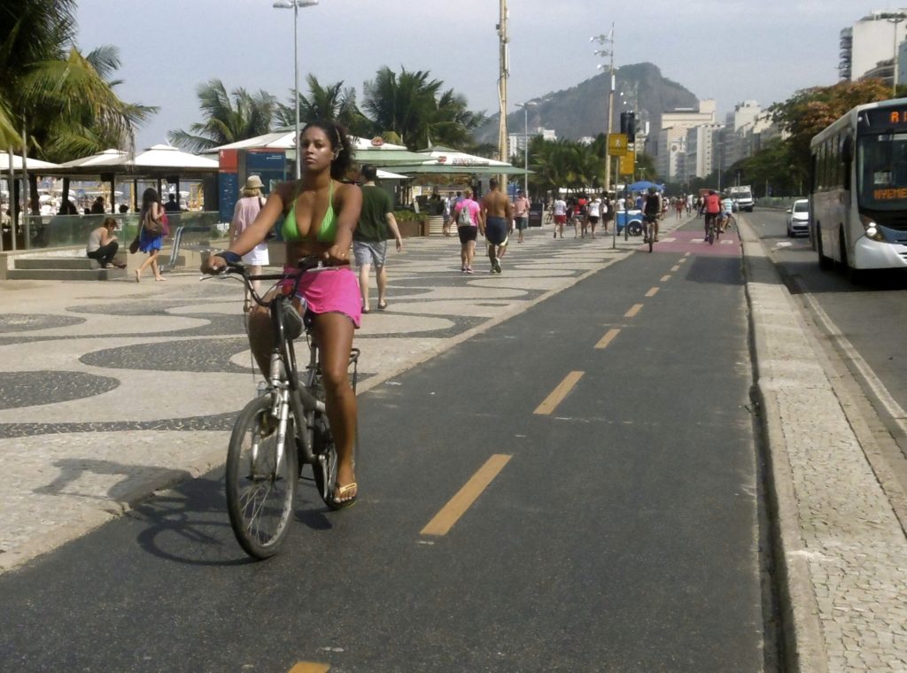 Cycling at Copacabana.