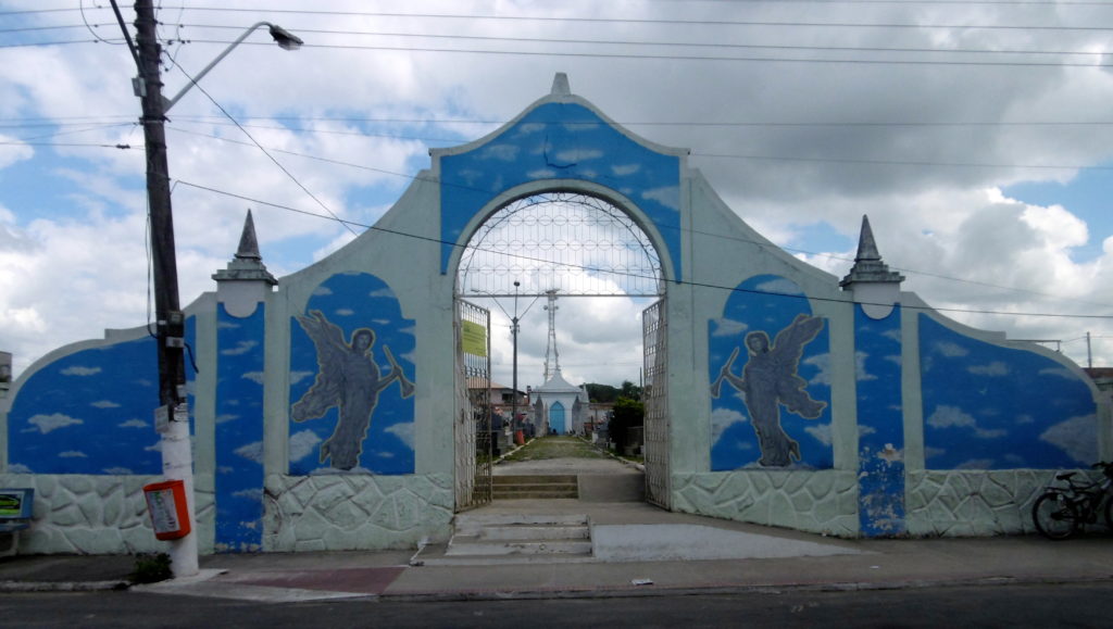 The entrance to the local cemetery in Sao Mateus. 