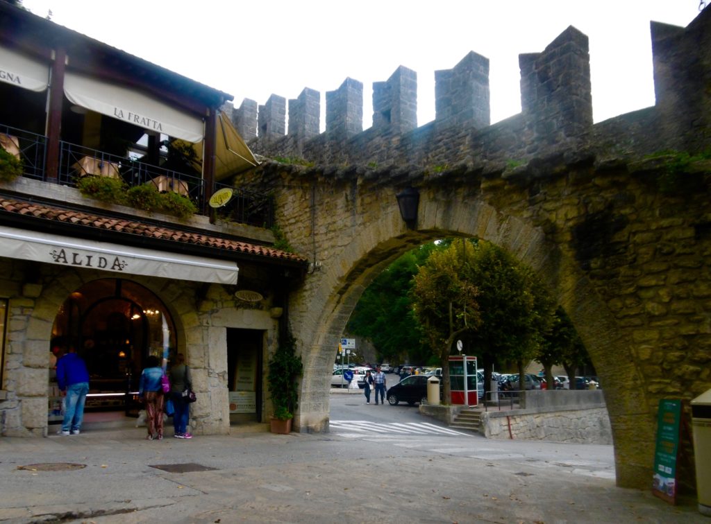 Old city walls in San Marino.
