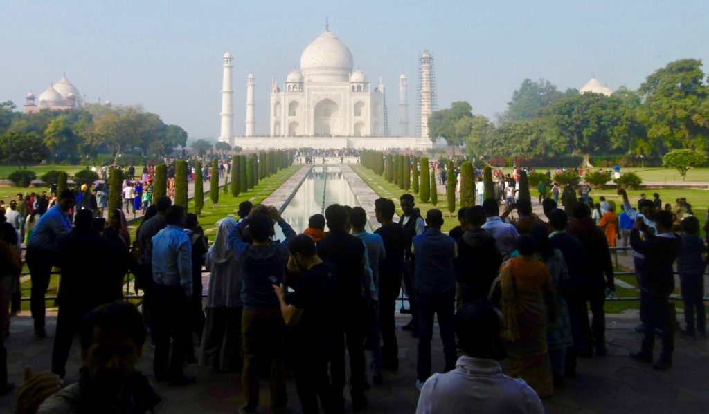 You are not alone at the Taj Mahal.