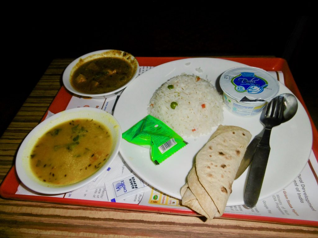 Nice food on the Rajdhani Express from Kolkata to Delhi.