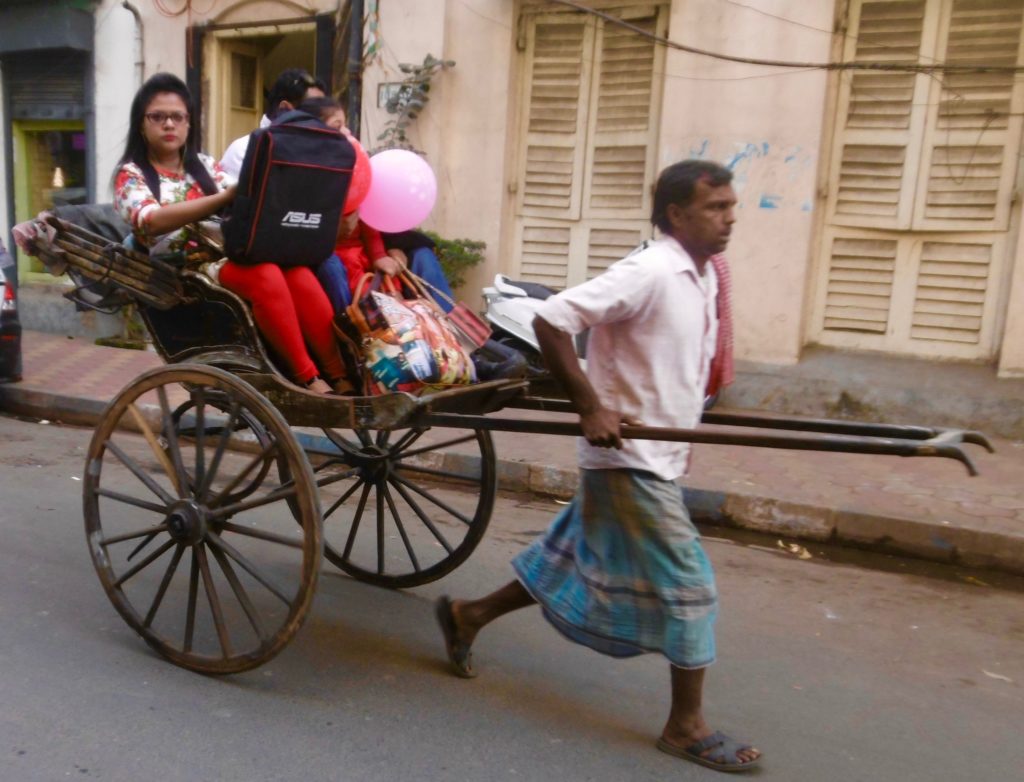 Hand pulled rickshaw in Kolkata.