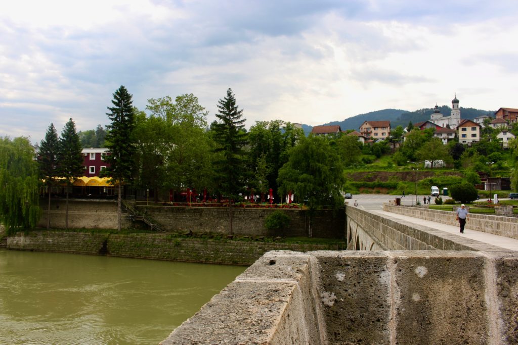 Standing on the bridge and looking in towards Visegrad.