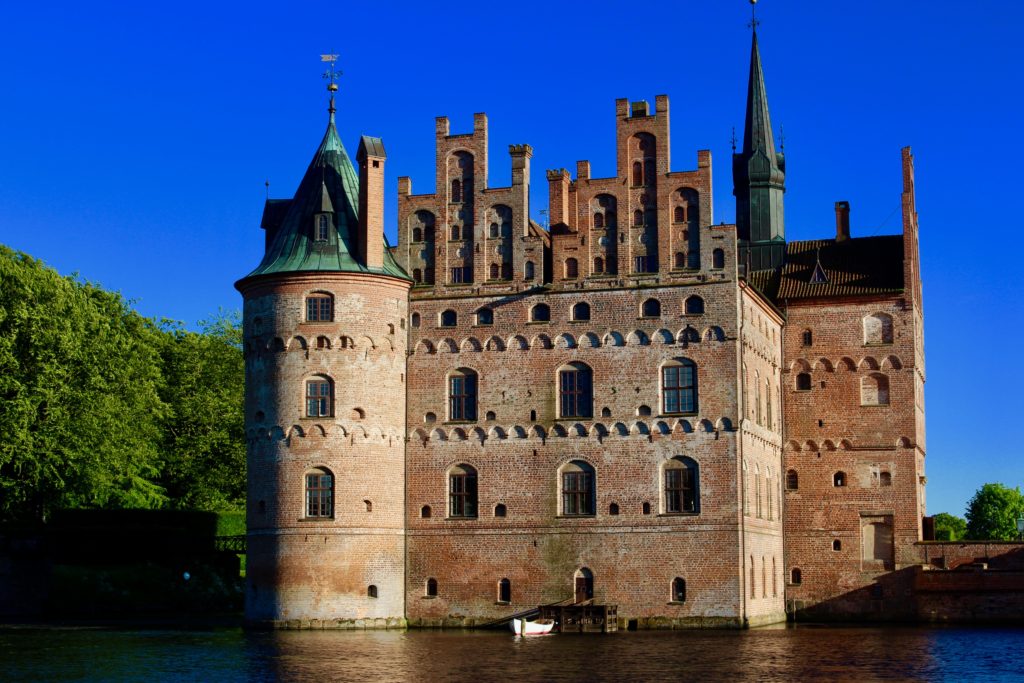 Egeskov Castle is situated in a lake.