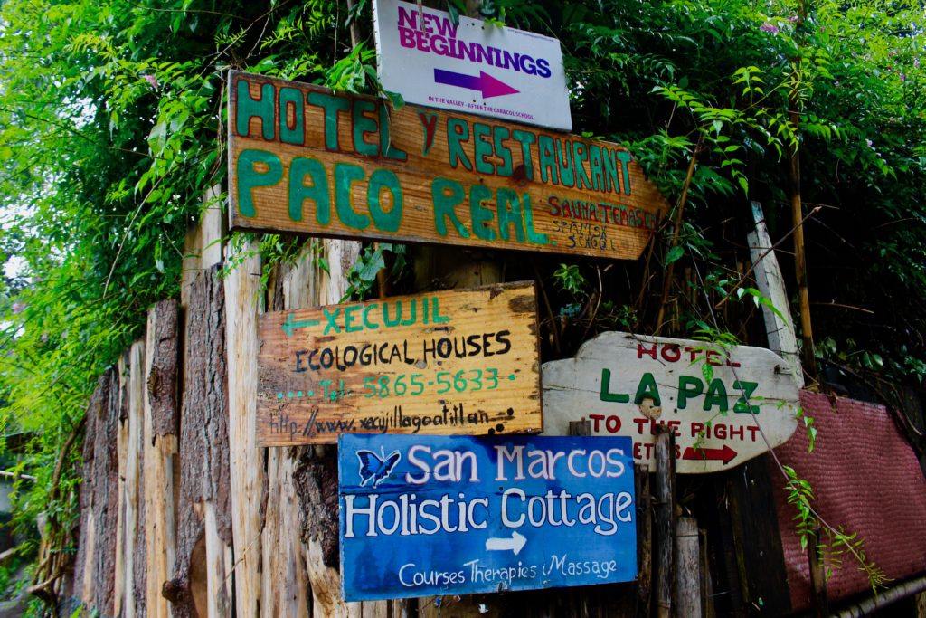 Street sign in San Marcos La Laguna.