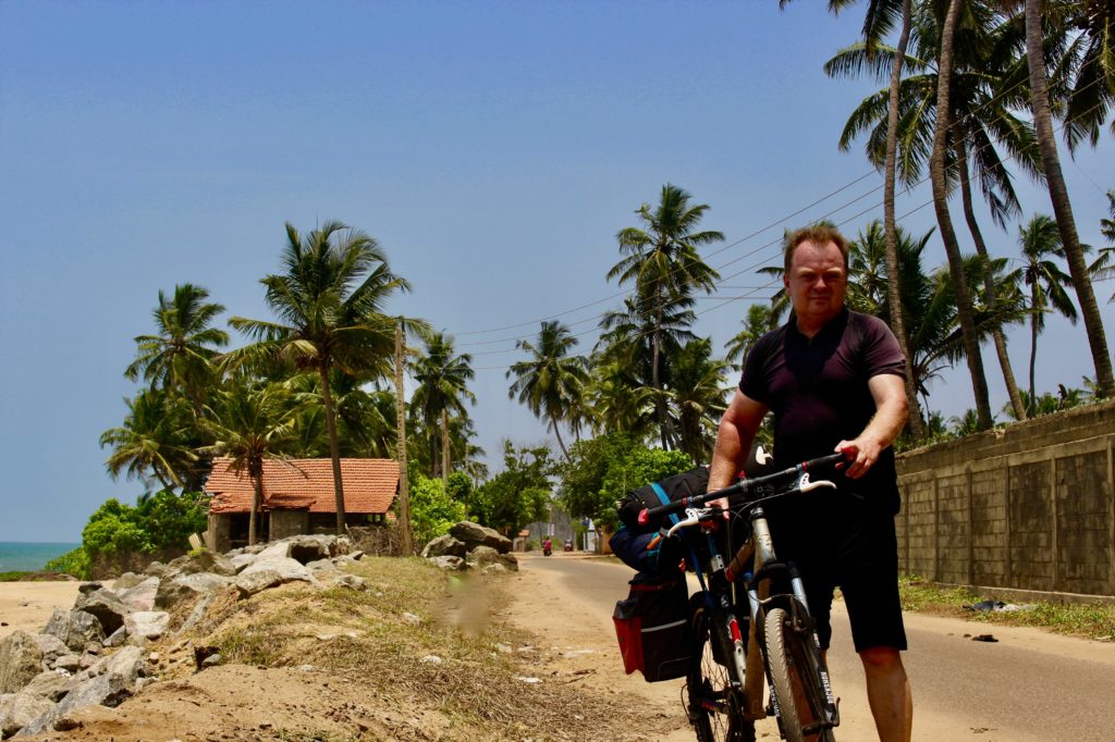 Cycling up the west coast of Sri Lanka.