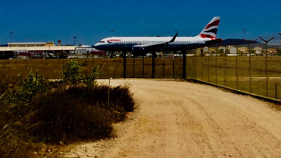 Bicycle path next to the runway at Faro Airport.