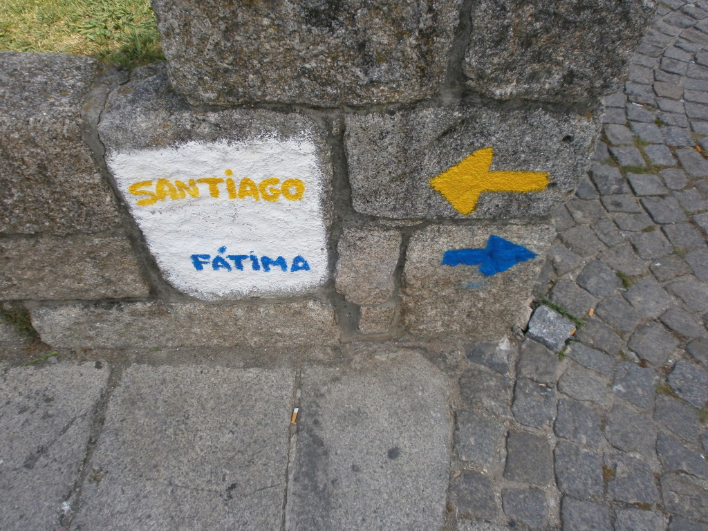 Road sign for Camino walkers.