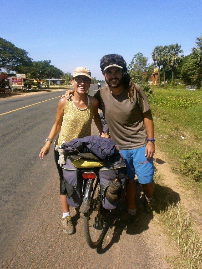 A greek girl and a spanish guy, cycling through Cambodia, that I met on my trip from Angkor Wat to Saigon.